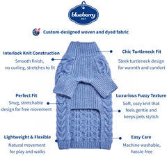 Blueberry Pet classic fuzzy-knit pullover back view showing snug fit.
