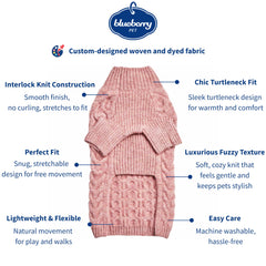 Blueberry Pet classic fuzzy-knit pullover rainbow pink texture closeup shows soft warm yarn