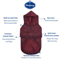 Blueberry Pet Essentials hoodie back-length 18-inch view for small dog fit.