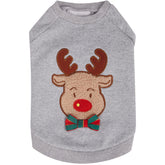 Blueberry Pet front view of the Christmas reindeer sweatshirt, cozy warmth for chilly walks.