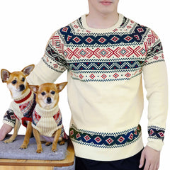 Blueberry Pet Style Fair Isle Sweater knit texture close-up for durable acrylic warmth
