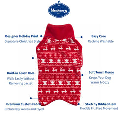 Blueberry Pet Ugly Christmas Reindeer Snowflake Sweater side profile warmth