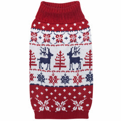 Blueberry Pet Ugly Christmas Reindeer Sweater front view keeps large dogs warm during festive walks
