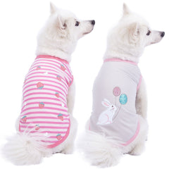 Blueberry Pet Wonderland striped dog T-shirt pack 2 back-length-12 for cozy everyday wear.