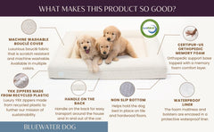 Bluewater Dog bed side view with bolster shows neck and joint support.