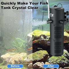 BlueYu aquarium filter operates quietly under 35dB