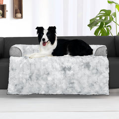 blunique Calming Dog Couch Bed faux fur closeup showcases plush comfort for relaxed lounging