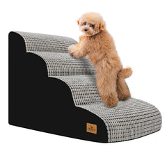 blunique dog stairs curved four-step 20.5h provide gentle bed access for small dogs.
