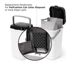 BMBU deodorizer bags placed in litter disposal box to curb odors