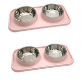 BNOSDM 2 Pcs Double Dog Food Bowls Assembly keeps meals neat for small pets.