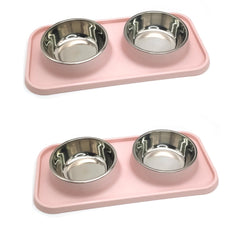 BNOSDM 2 Pcs Double Dog Food Bowls Assembly keeps meals neat for small pets.