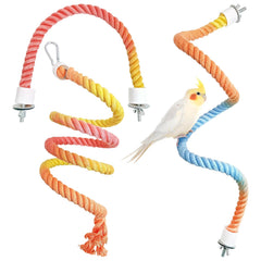 BNOSDM 3Pcs gradient sunset rope perches left view encourages bird play and movement