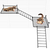 BNOSDM sugar glider platform front view enhances ventilation and multi-level play in small cages.