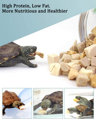 BNYEE 3in-1 turtle treats pour-serve image shows easy portioning for feeding.