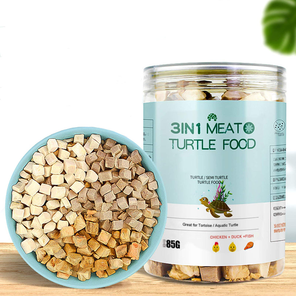 BNYEE 3 in 1 Meat Turtle Food packaging showing natural ingredients and branding