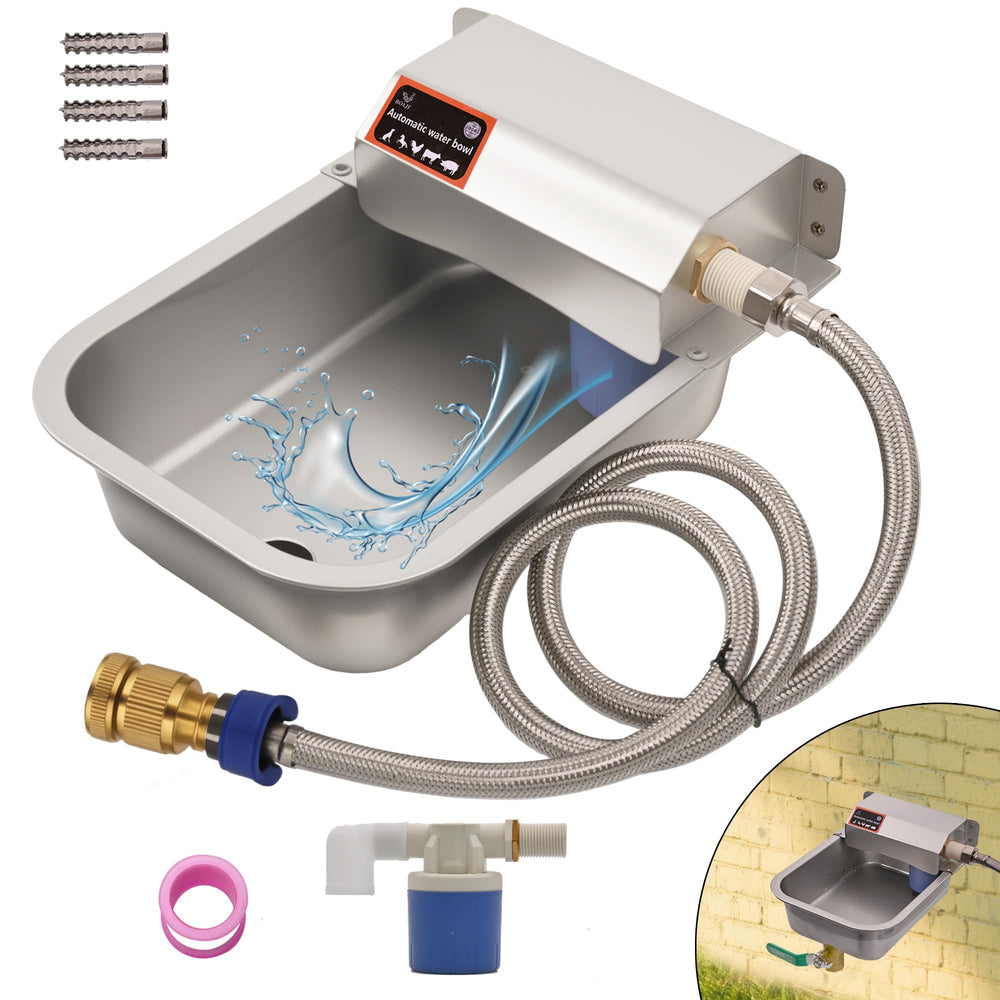 Boajf automatic dog water bowl with drainage valve for easy cleaning and maintenance.