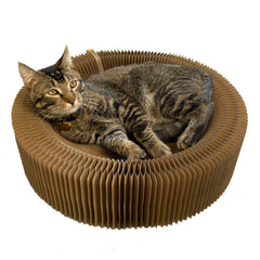 BobbyPet Cat Scratcher Lounge Bed folded for easy portability and storage