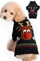 BOBIBI dog sweater front view for festive warmth and reindeer design