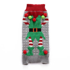 BOBIBI Ugly Christmas dog sweater neckline detail showing windproof knit