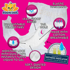 Bodhi Dog diaper with wetness-indicator signals when to change.