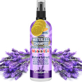 Bodhi Dog Waterless Shampoo bottle with lavender scent for quick odor control.