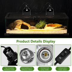 BOEESPAT Reptile Light Fixture top vent holes for efficient heat dissipation