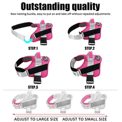 Bolux fuchsia harness with reflective straps at dusk for better visibility.
