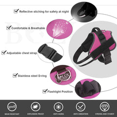 Bolux dog harness reflective straps improve night visibility for safety
