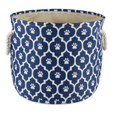Bone Dry 6192 medium-round-bin lattice paw print in nautical blue for tidy pet storage