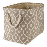Bone Dry 6192 lattice paw print storage bin in stone keeps pet items neatly organized