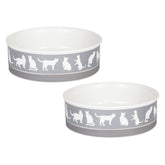 Bone Dry cat bowls gray front view shows 3–3.75 cup capacity for meals.