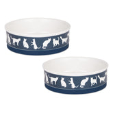 Bone Dry Navy 2-pack ceramic cat bowls ready for everyday feeding