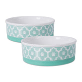 Bone Dry Lattice Collection bowl 6-diameter in aqua with a non-slip base for stable meals.