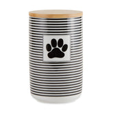 Bone Dry Paw & Patch ceramic treat canister in black holds up to 4.5 cups of treats