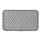 Bone Dry pet mat 14x24 gray lattice front view shows a washable dining surface.