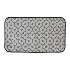 Bone Dry pet mat 14x24 gray lattice front view shows a washable dining surface.