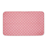 Bone Dry Rose Trellis pet mat in dining area keeps spills contained.