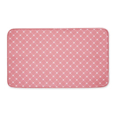Bone Dry Rose Trellis pet mat in dining area keeps spills contained.