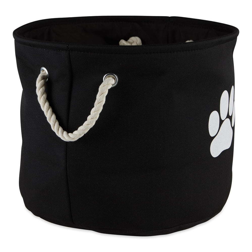 Bone Dry collapsible bin in black, front view with sturdy handles for easy transport