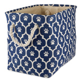 Bone Dry Pet Storage Collection Lattice Paw Print front view in Nautical Blue shows organized pet gear.