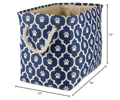 Bone Dry Pet Storage Collection Lattice Paw Print inside with items Nautical Blue keeps essentials neatly stored.