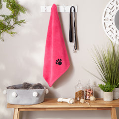 Bone Dry x-large towel drying a pet during grooming, keeping fur tidy