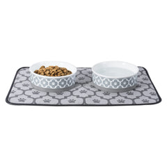 Bone Dry tazón cerámico con diseño de rejilla, ideal para comida o agua diaria.