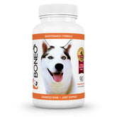 Boneo canine maintenance formula bottle front shows bone support for dogs.