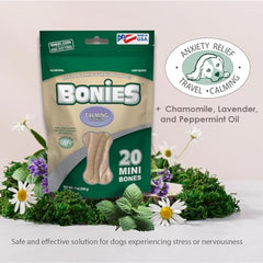 Bonies calming bone chamomile-lavender dog chew texture invites gentle teething and satisfaction.