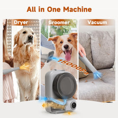 BONJELA dog grooming vacuum storage compartment keeps attachments organized.