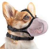 BONTHEE dog muzzle pink XXL front view showing breathable mesh for comfortable wear.