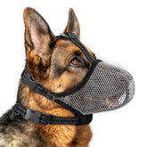 BONTHEE Grey XL muzzle front view showing breathable mesh for comfort.