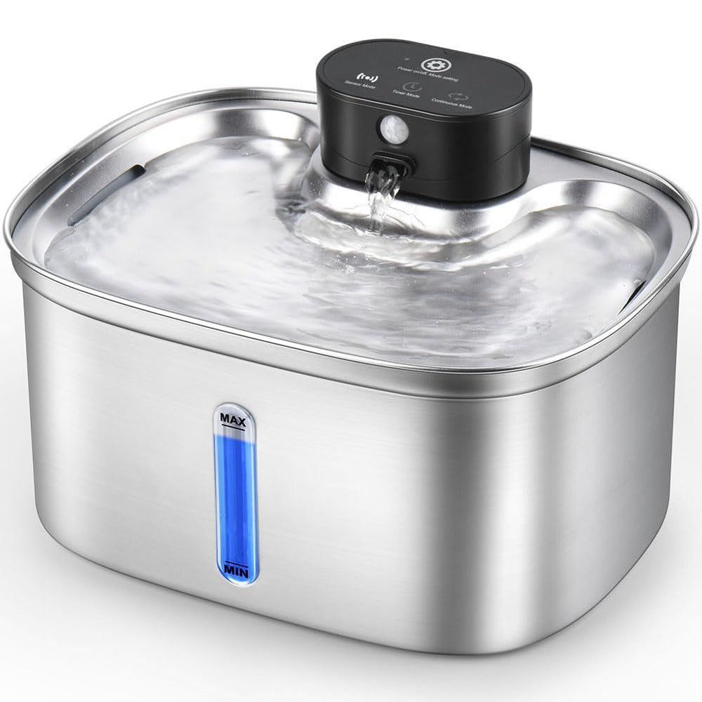 BOORCA 5L water fountain front view shows cordless design for flexible pet hydration.