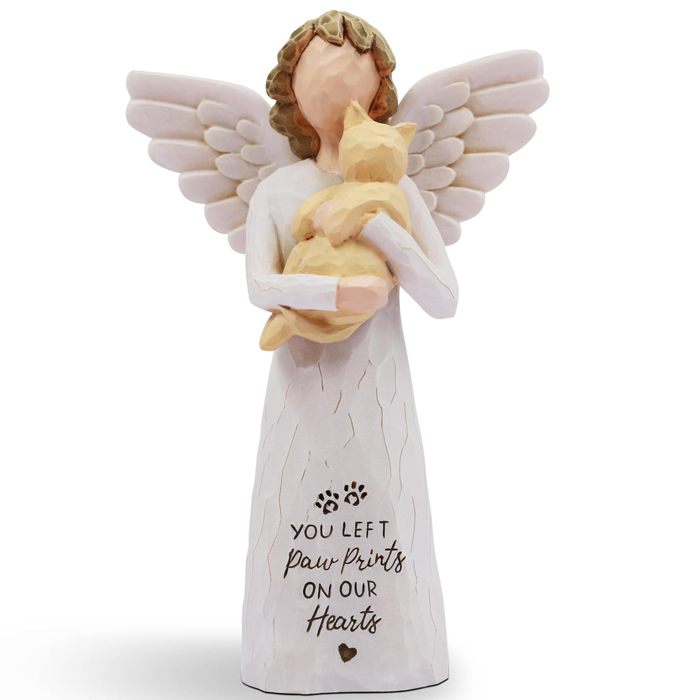 BORLESTA angel cat figurine in yellow, heartfelt memorial keepsake